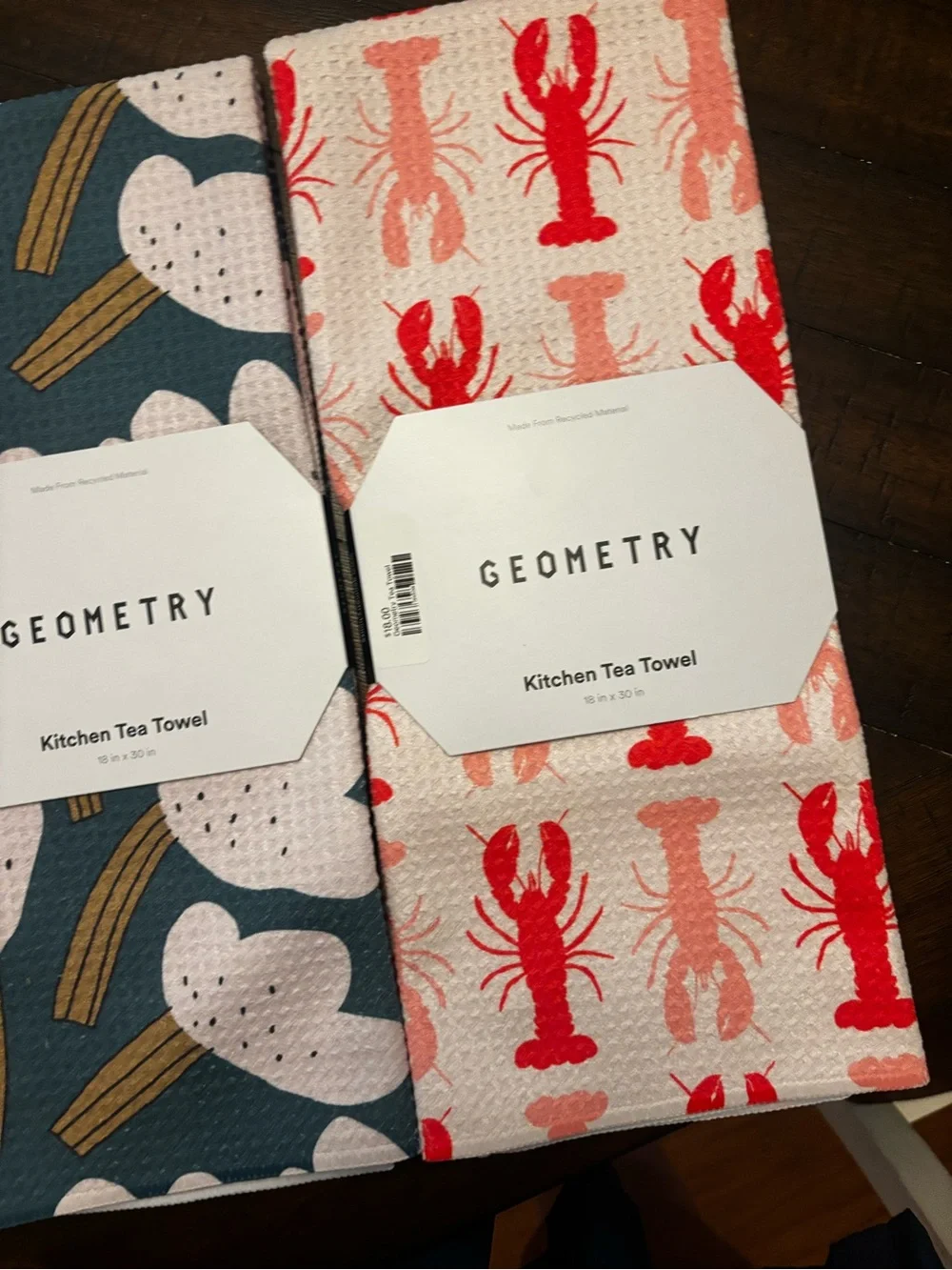 Two (2) Geometry Tea Towels- New